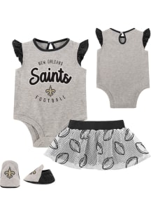 New Orleans Saints Infant Girls Black All Dolled Up Set Top and Bottom