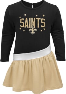 New Orleans Saints Toddler Girls Black Heart To Heart Short Sleeve Dresses