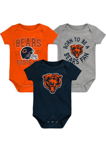 Chicago Bears Baby Navy Blue Born To Be SS 3 PK One Piece