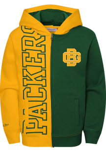 Mitchell and Ness Green Bay Packers Youth Green Color Block Long Sleeve Full Zip Jacket