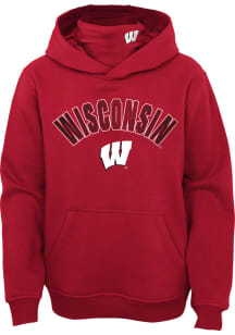 Wisconsin Badgers Youth Red Defense Pullover Hood Long Sleeve Hoodie