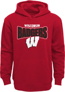 Youth Red Wisconsin Badgers DRAFT PICK PO HOOD Long Sleeve Hooded Sweatshirt