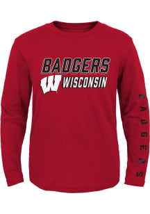 Wisconsin Badgers Youth Red CHAMPIONS LS COTTON TEE Long Sleeve T-Shirt