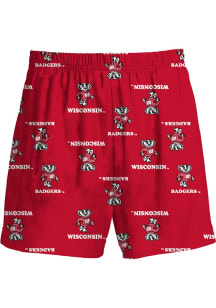 Wisconsin Badgers Youth Red TEAM COLORED PRINT SHORTS Shorts