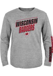 Wisconsin Badgers Youth Red FOR MY TEAM LS COTTON TEE Long Sleeve T-Shirt
