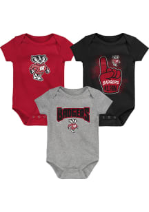 Wisconsin Badgers Baby Red GAME ON CREEPER SET One Piece