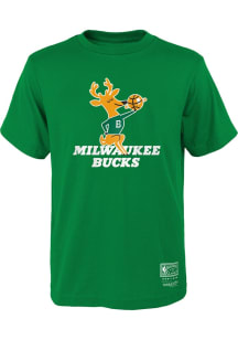 Mitchell and Ness Milwaukee Bucks Youth Kelly Green Retro Logo Short Sleeve T-Shirt