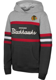 Mitchell and Ness Chicago Blackhawks Boys Black Head Coach Long Sleeve Hooded Sweatshirt