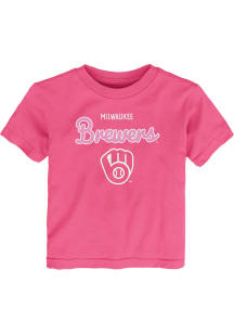 Milwaukee Brewers Girls Pink Big Game Short Sleeve T-Shirt