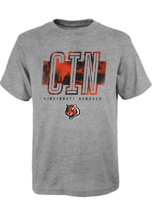Cincinnati Bengals Youth Grey Abbreviated Short Sleeve T-Shirt