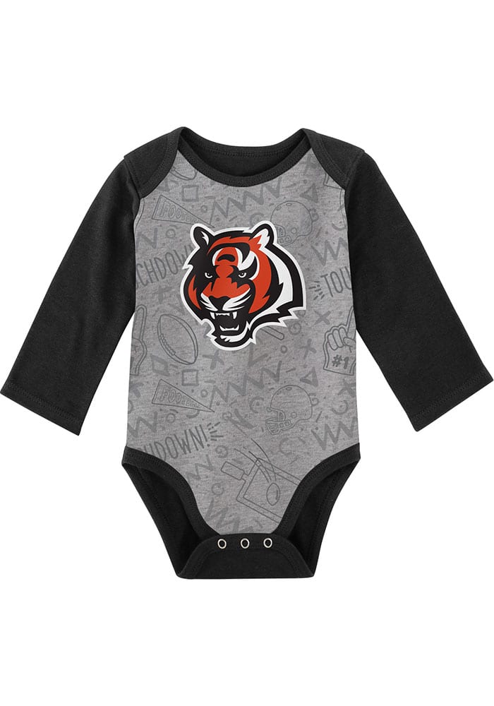 Cincinnati Bengals Baby Black Playtime LS 2 PK One Piece