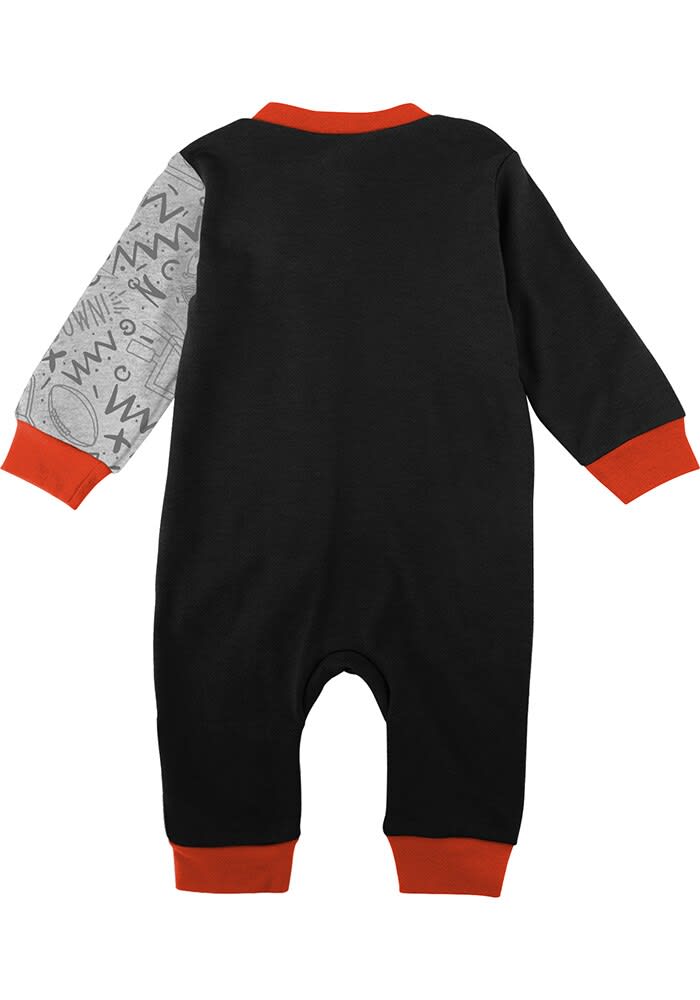 Cincinnati Bengals Baby Black Playbook Coverall Long Sleeve One Piece