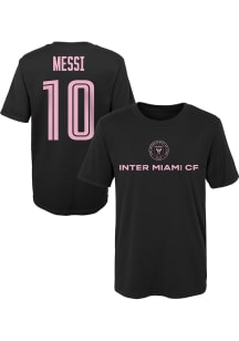Lionel Messi  Inter Miami CF Boys Black Name and Number Short Sleeve T-Shirt