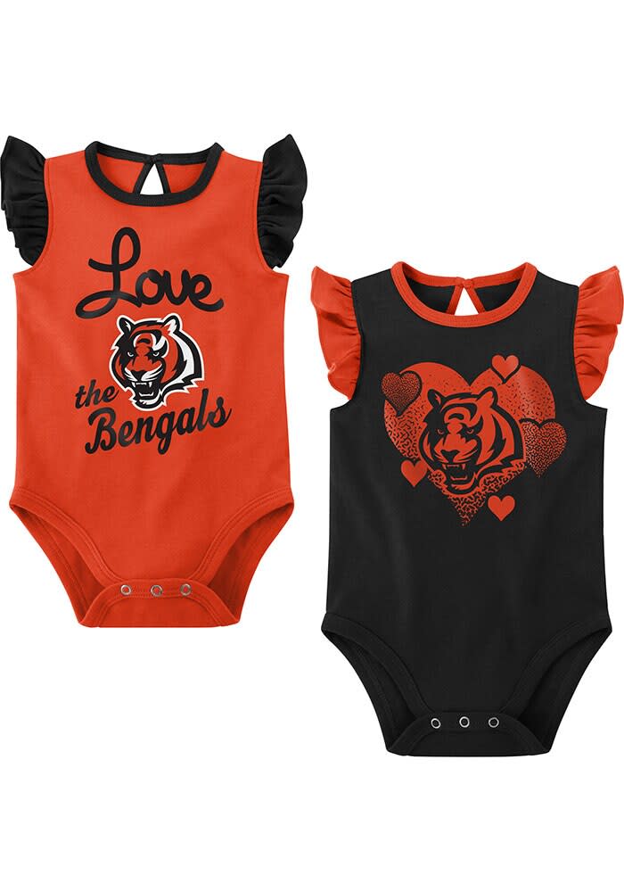 Girls Newborn & Infant Black/Orange Cincinnati Bengals Spread The Love 2-Pack Bodysuit Set