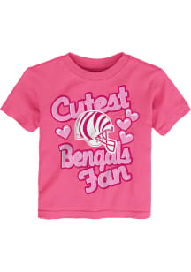 Cincinnati Bengals Toddler Girls Pink Cutest Fan Short Sleeve T-Shirt