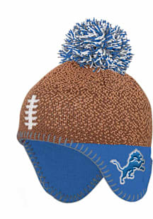 Detroit Lions Football Head Baby Knit Hat - Brown