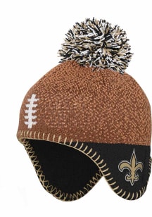 New Orleans Saints Football Head Baby Knit Hat - Brown