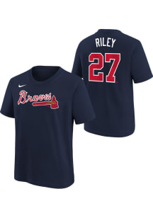 Austin Riley Atlanta Braves Youth Navy Blue Nike Home Name and Number Player Tee
