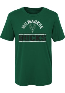 Milwaukee Bucks Boys Green Double Bar Short Sleeve T-Shirt