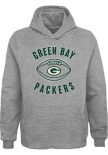 Green Bay Packers Boys Grey Little Kicker Long Sleeve Hooded Sweatshirt