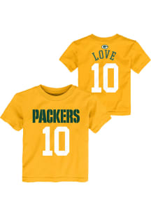 Jordan Love Green Bay Packers Toddler Gold Mainliner NN Short Sleeve Player T Shirt