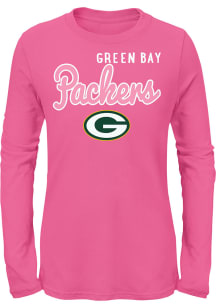 Green Bay Packers Girls Pink Big Game Long Sleeve T-Shirt