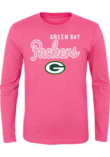 Green Bay Packers Toddler Girls Pink Big Game Long Sleeve T Shirt