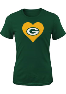 Green Bay Packers Girls Green Heart Short Sleeve T-Shirt