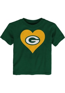 Green Bay Packers Toddler Girls Green Heart Short Sleeve T-Shirt