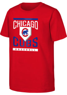 Chicago Cubs Youth Red Loaded Base Short Sleeve T-Shirt