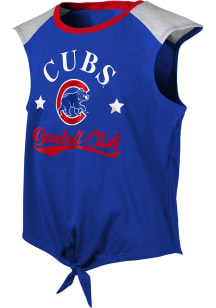 Chicago Cubs Girls Blue Base Run Short Sleeve Fashion T-Shirt