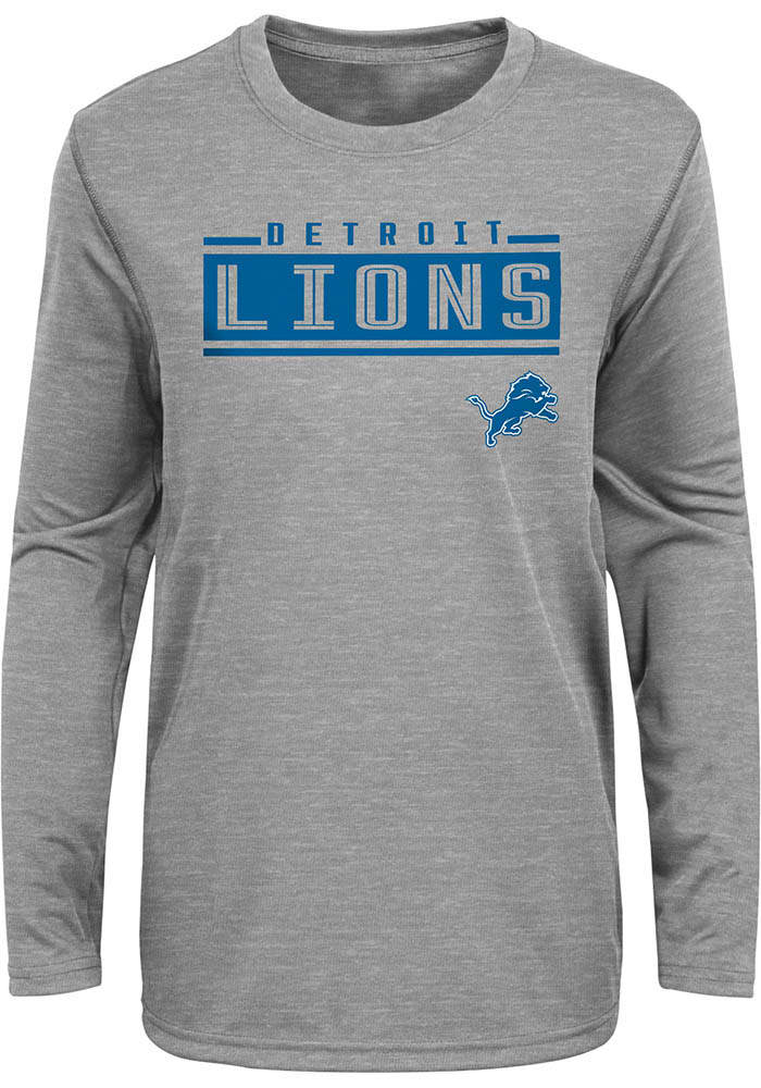 NFL Team Apparel Youth Detroit Lions Amped Up Grey T-Shirt