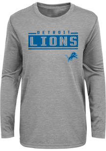 Detroit Lions Youth Grey Amped Up Long Sleeve T-Shirt