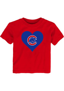 Chicago Cubs Toddler Girls Red Heart Short Sleeve T-Shirt