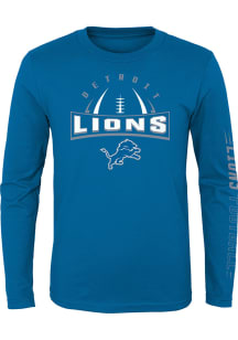 Detroit Lions Youth Blue Red Zone Long Sleeve T-Shirt