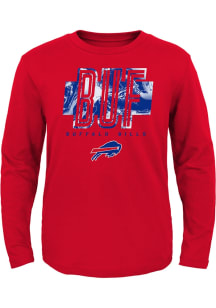 Buffalo Bills Boys Red Abbreviated Long Sleeve T-Shirt