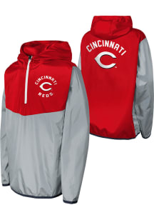 Cincinnati Reds Youth Red Stadium Hooded Long Sleeve Quarter Zip Shirt