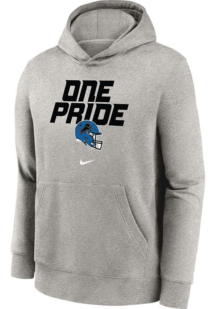 Detroit Lions Nike Youth HEATHERGREY One Pride Long Sleeve Hoodie