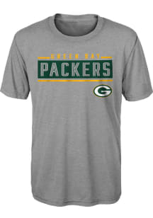 Green Bay Packers Boys Grey Amped Up Short Sleeve T-Shirt