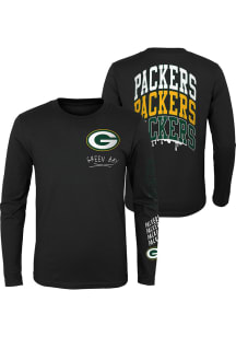 Green Bay Packers Boys Black Team Drip Long Sleeve T-Shirt