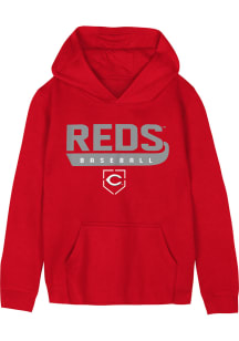 Cincinnati Reds Boys Red Target Base Long Sleeve Hooded Sweatshirt