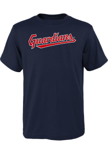 Cleveland Guardians Youth Navy Blue Curve Ball Short Sleeve T-Shirt