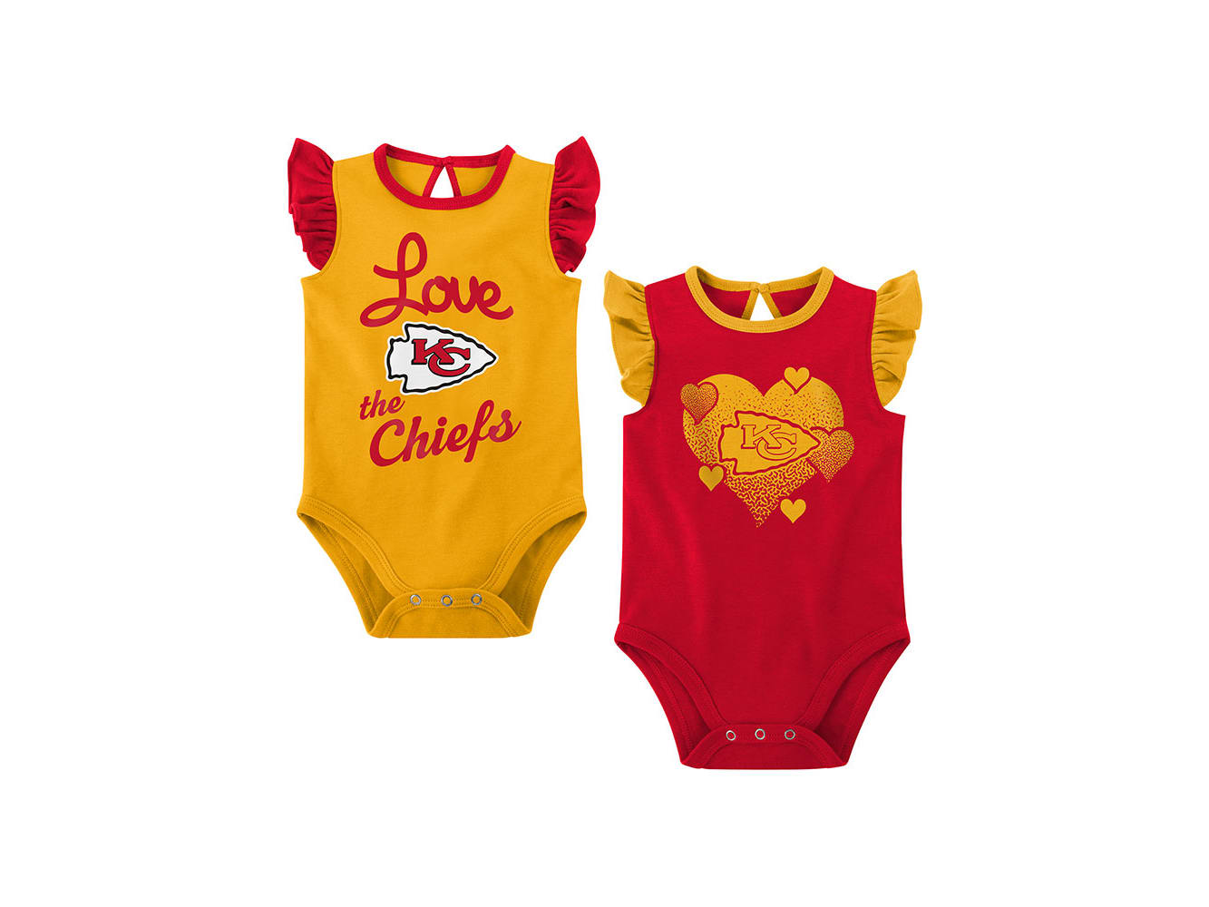 Outerstuff Newborn and Infant Boys Girls Red, Yellow Kansas City Chiefs Too  Much Love Two-Piece Bodysuit Set