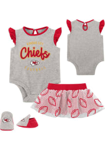 Kansas City Chiefs Infant Girls Grey All Dolled Up Set Top and Bottom