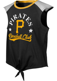 Pittsburgh Pirates Girls Black Base Run Short Sleeve Tank Top