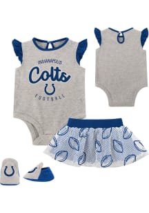 Indianapolis Colts Infant Girls Grey All Dolled Up Set Top and Bottom