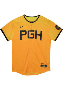 Nike Pitt Pirates Boys Yellow City Connect Limited Blank Baseball Jersey