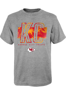 Kansas City Chiefs Boys Grey Abbreviated Short Sleeve T-Shirt