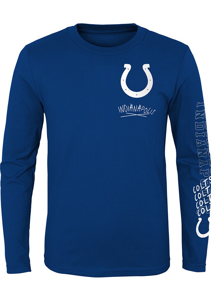 Indianapolis Colts Boys Team Drip Long Sleeve T Shirt Blue