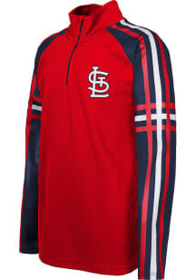 St Louis Cardinals Youth Red Thirdbase Blocker Long Sleeve Quarter Zip Shirt
